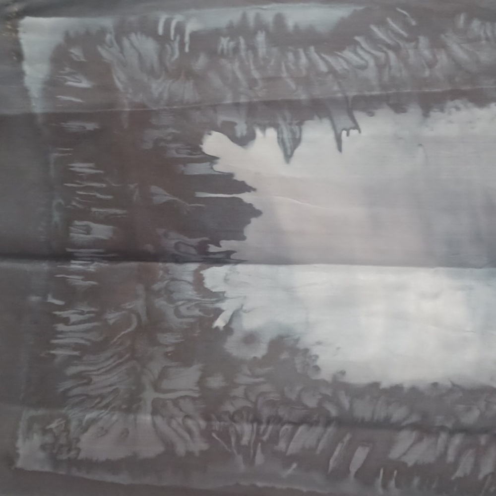 Trade Routes Silk Scarf Black Slate Blue Marble Tie Dye 16×53 - Picture 12 of 15